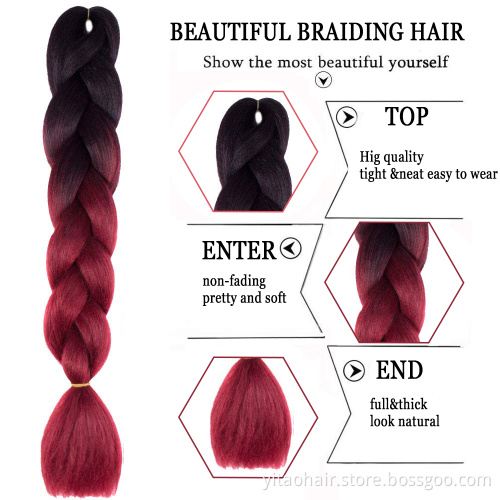wholesale colorful red Braiding Hair Synthetic crochet Braids hair Extensions High Fiber Twist Braiding Hair for woman 24Inch